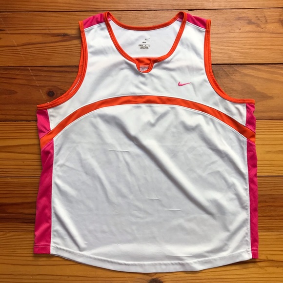 Nike White Pink Orange Work Out Top, EUC, L - Picture 3 of 11